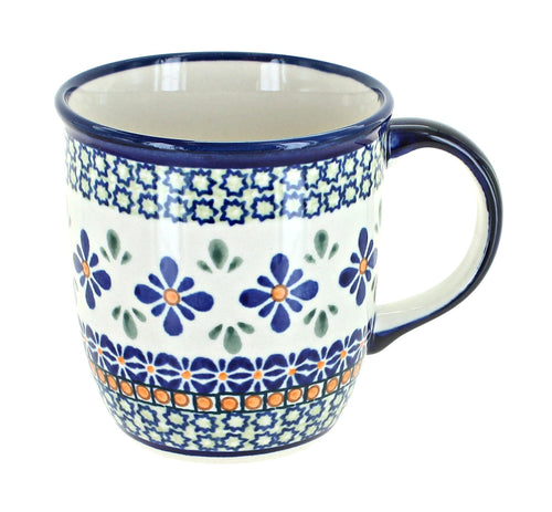 Polish Pottery Mosaic Flower Plain Coffee Mug