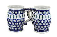 Polish Pottery Peacock Beer Mug Set