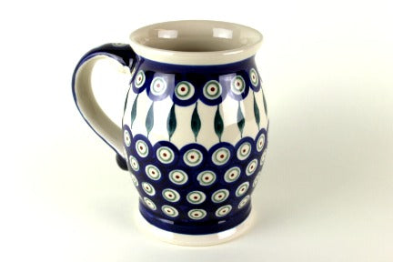 Peacock Beer Mug Polish Pottery