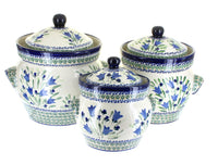 Polish Pottery Blue Tulip Large Canister Set