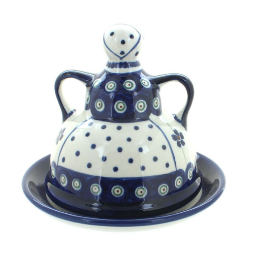 Polish Pottery Flowering Peacock Small Cheese Lady
