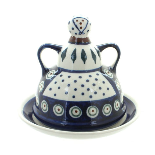 Polish Pottery Peacock Small Cheese Lady