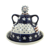 Polish Pottery Stars & Stripes Small Cheese Lady