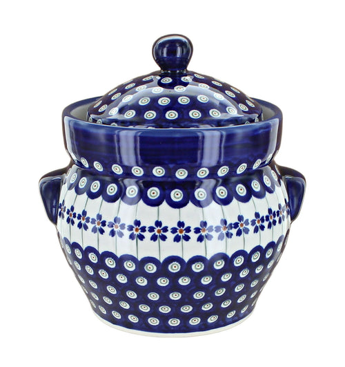 Polish Pottery Flowering Peacock Small Container