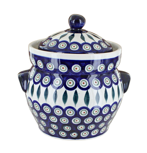 Polish Pottery Peacock Small Container