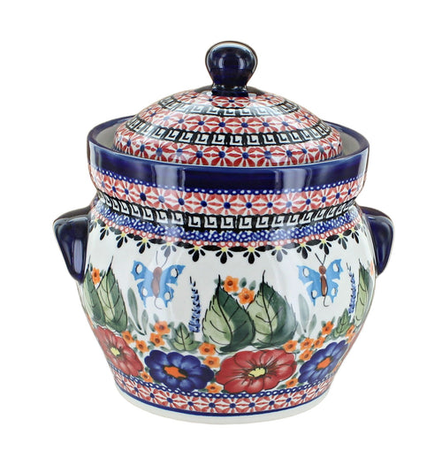 Polish Pottery Floral Butterfly Small Canister