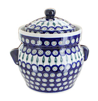 Polish Pottery Peacock Medium Container