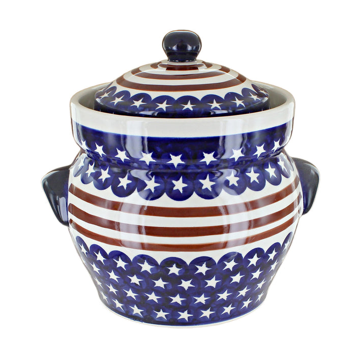 Polish Pottery Stars & Stripes Medium Container
