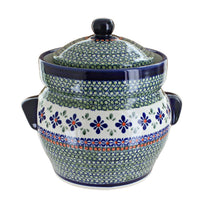 Polish Pottery Mosaic Flower Medium Container