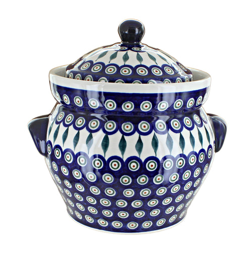 Polish Pottery Peacock Large Container