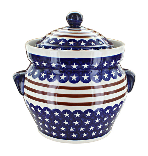 Polish Pottery Stars & Stripes Large Container