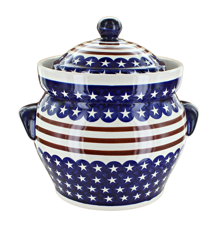 Polish Pottery Stars & Stripes Large Container