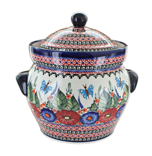 Polish Pottery Floral Butterfly Large Canister