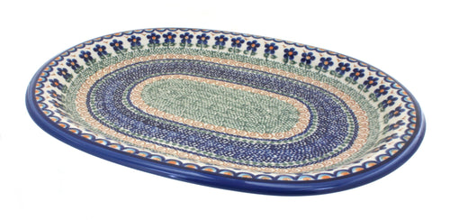 Polish Pottery Aztec Flower Large Oval Platter