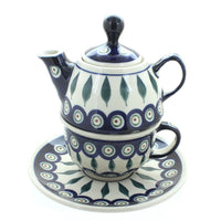Peacock Individual Teapot & Cup Polish Pottery