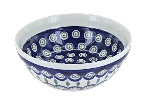 Polish Pottery Peacock Cereal/Soup Bowl