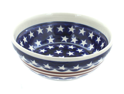 Polish Pottery Stars & Stripes Cereal/Soup Bowl