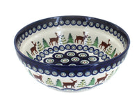 Polish Pottery Reindeer Pine Cereal/Soup Bowl