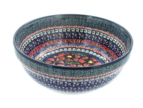 Polish Pottery Jungle Flower Cereal/Soup Bowl
