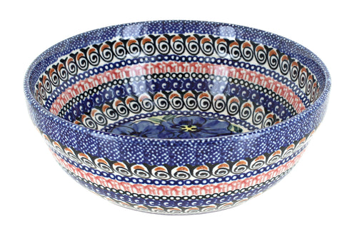 Polish Pottery Blue Art Cereal/Soup Bowl