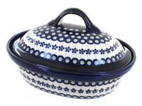 Polish Pottery Flowering Peacock Roaster with Lid