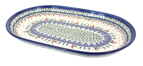 Polish Pottery Reindeer Delight Large Oval Dish