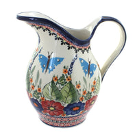 Polish Pottery Floral Butterfly Pitcher