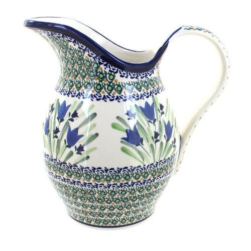 Polish Pottery Blue Tulip Pitcher