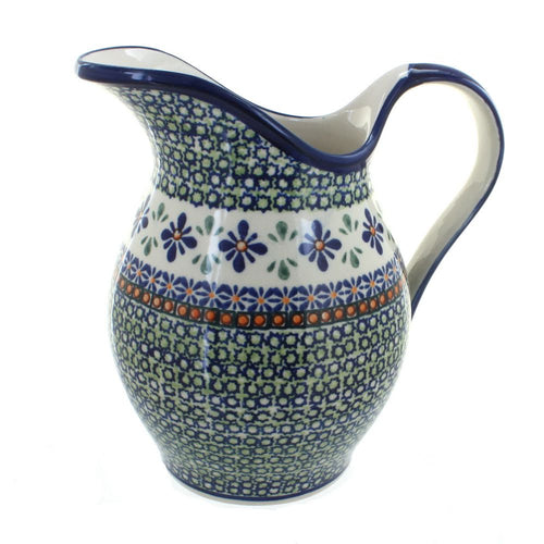 Polish Pottery Mosaic Flower Pitcher