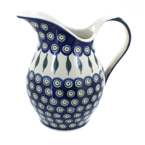 Polish Pottery Peacock Pitcher