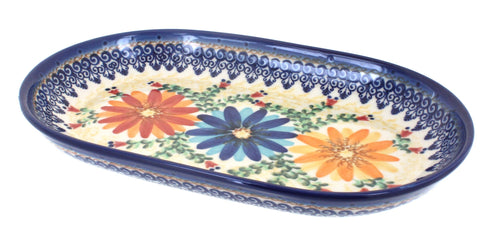 Polish Pottery Autumn Burst Medium Oval Dish