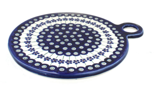 Polish Pottery Flowering Peacock Round Cutting Board