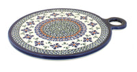 Polish Pottery Mosaic Flower Round Cutting Board