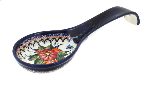 Polish Pottery Floral Butterfly Large Spoon Rest