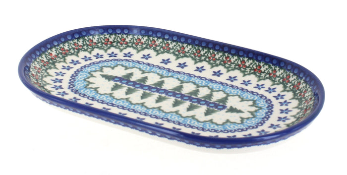 Polish Pottery Holiday Pine Small Oval Dish
