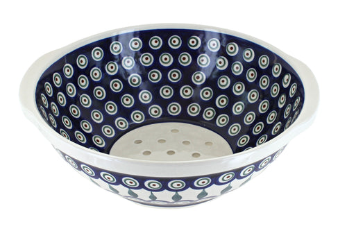 Polish Pottery Peacock Colander