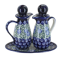 Polish Pottery Seaside Swirl Oil & Vinegar Set
