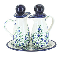 Polish Pottery Porcelain Vine Oil & Vinegar Set