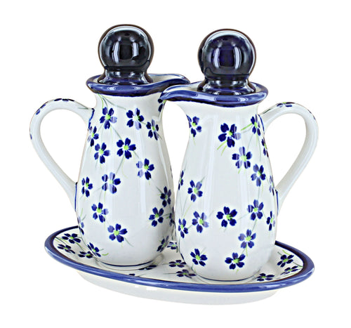 Polish Pottery Willow Oil & Vinegar Set