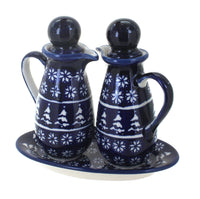 Polish Pottery Winter Nights Oil & Vinegar Set