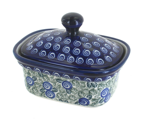 Polish Pottery Seaside Swirl Butter Tub