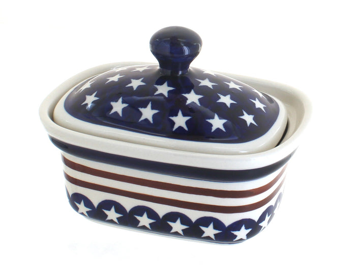 Polish Pottery Stars & Stripes Butter Tub