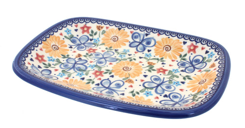 Polish Pottery Butterfly Small Rectangular Serving Platter