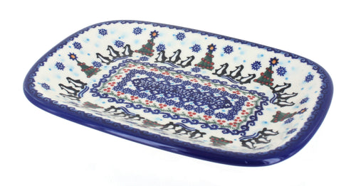 Polish Pottery Arctic Holidays Small Rectangular Serving Platter