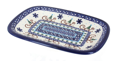 Polish Pottery Noel Nights Small Rectangular Serving Platter