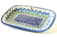 Garden Tulip Small Rectangular Serving Platter Polish Pottery