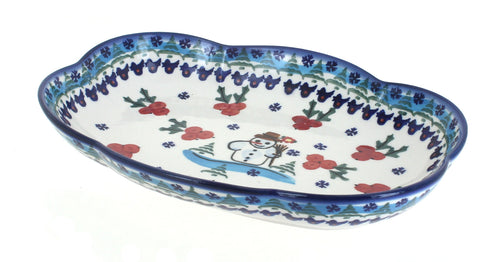 Polish Pottery Frosty Duo Scallop Dish