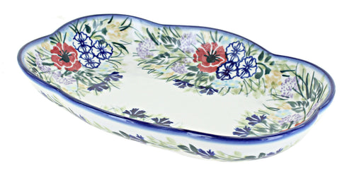Polish Pottery Summer Garden Scallop Dish
