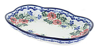 Polish Pottery Cherry Red Bouquet Scallop Dish