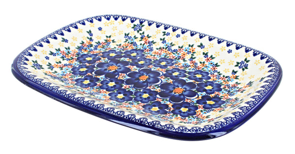 Blue Dahlia Medium Rectangular Serving Platter